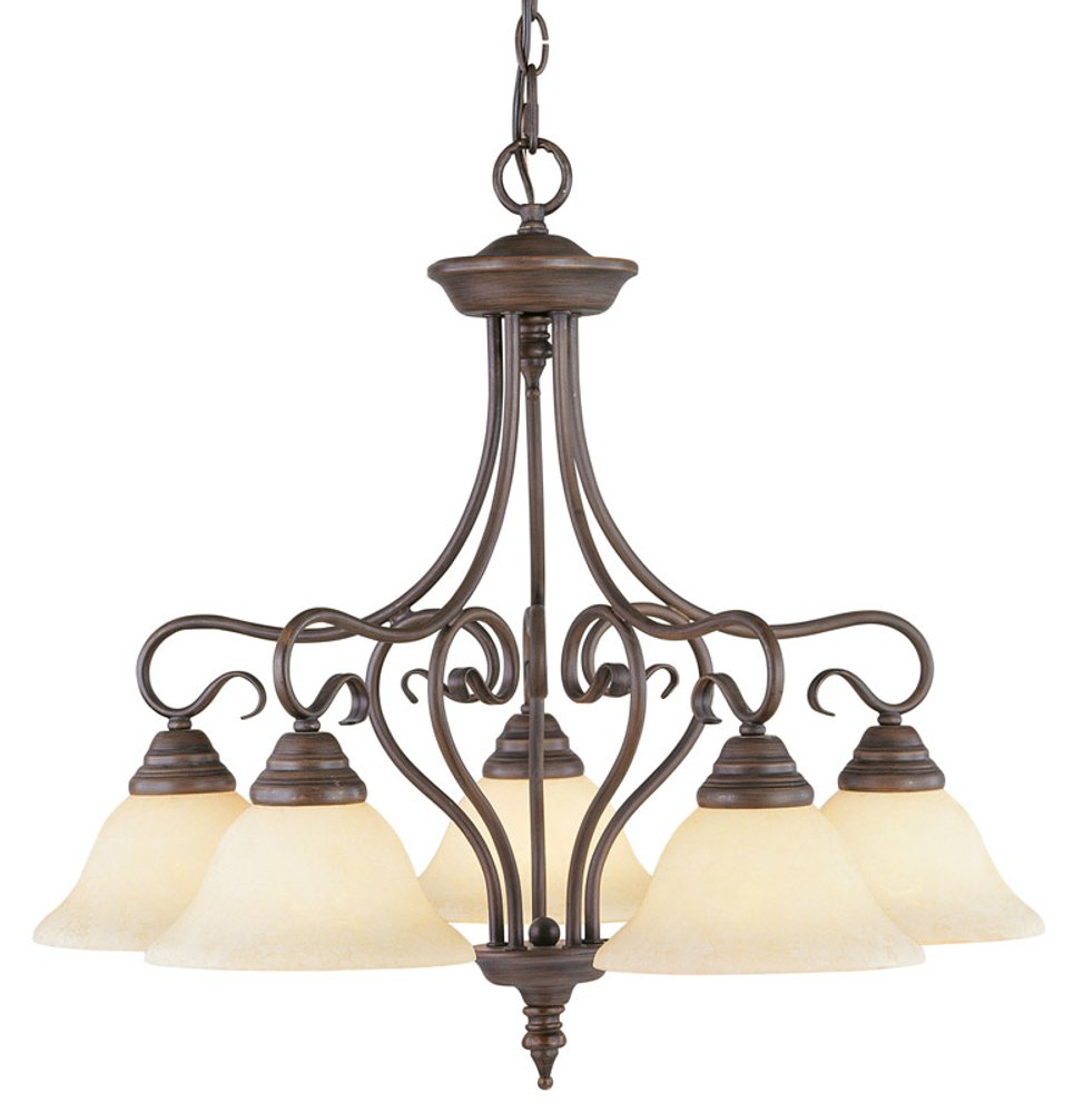 Bronze Five Light Metal Dimmable Chandelier With Shades