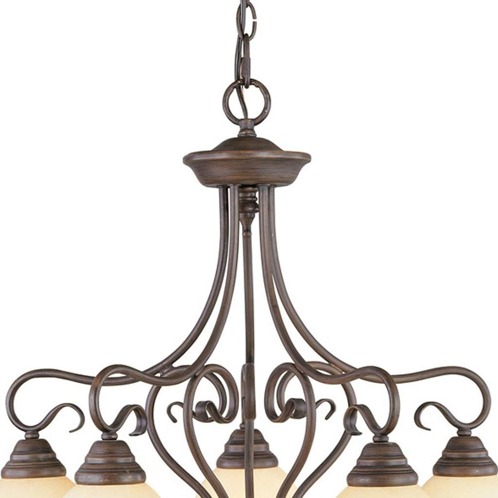Bronze Five Light Metal Dimmable Chandelier With Shades