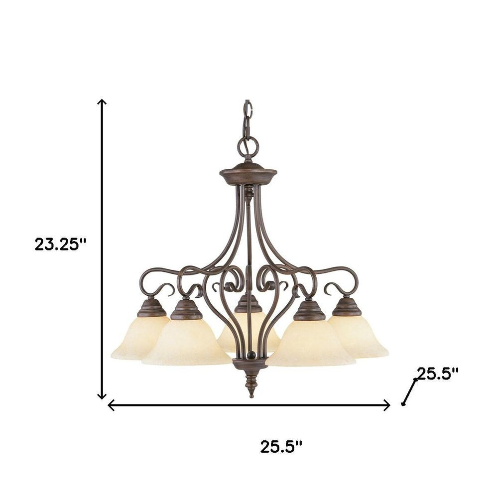 Bronze Five Light Metal Dimmable Chandelier With Shades
