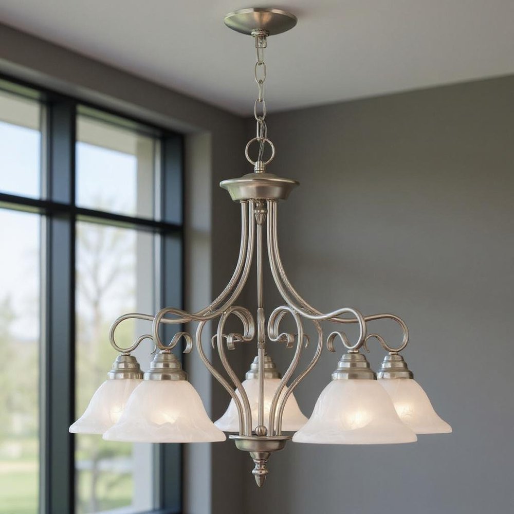 Five Light Dimmable Chandelier With Shades