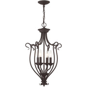 Bronze Four Light Dimmable Chandelier With Shades