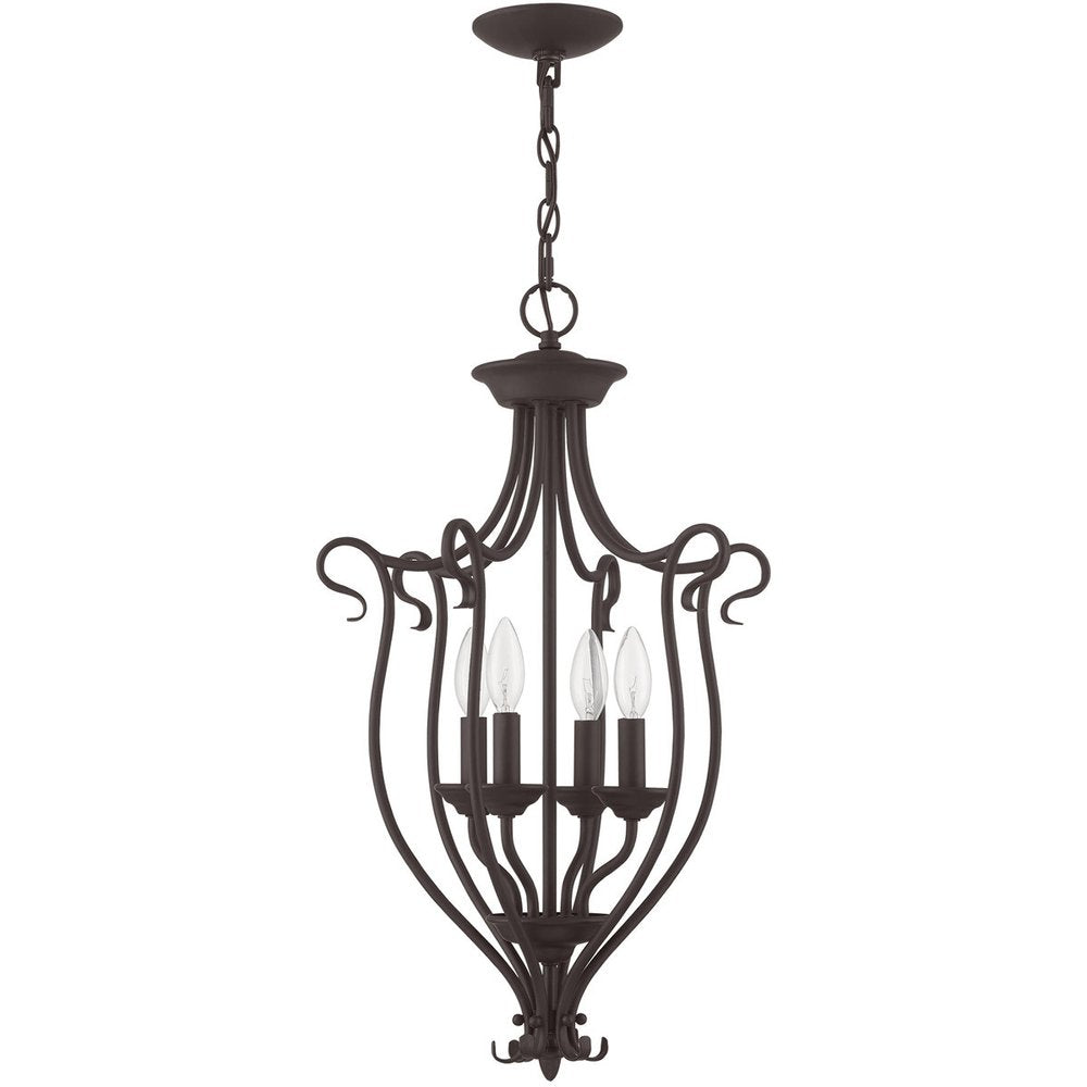 Bronze Four Light Dimmable Chandelier With Shades