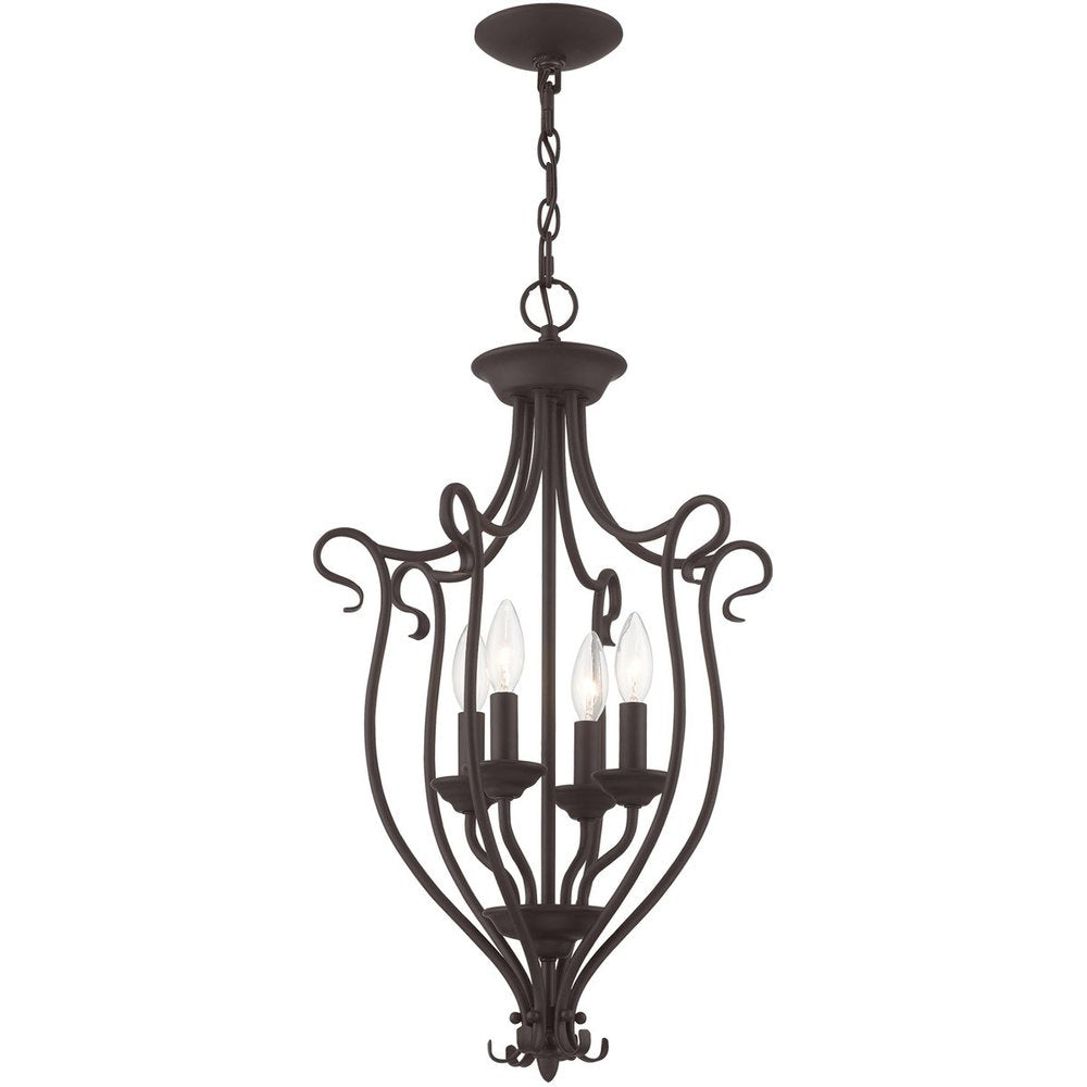 Bronze Four Light Dimmable Chandelier With Shades