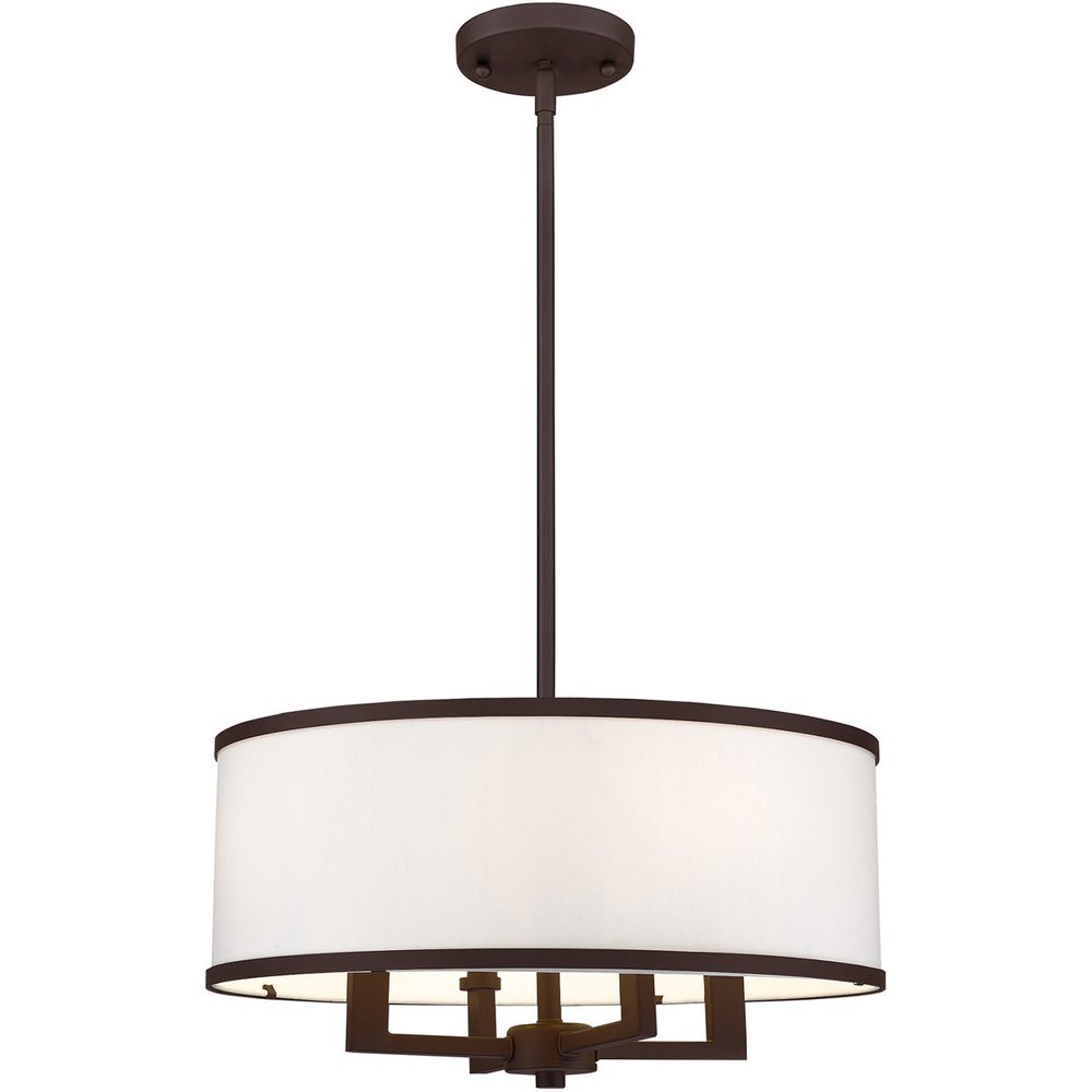 Bronze Four Light Dimmable Chandelier With Shades