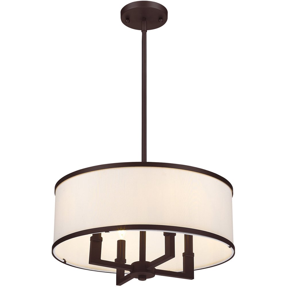 Bronze Four Light Dimmable Chandelier With Shades