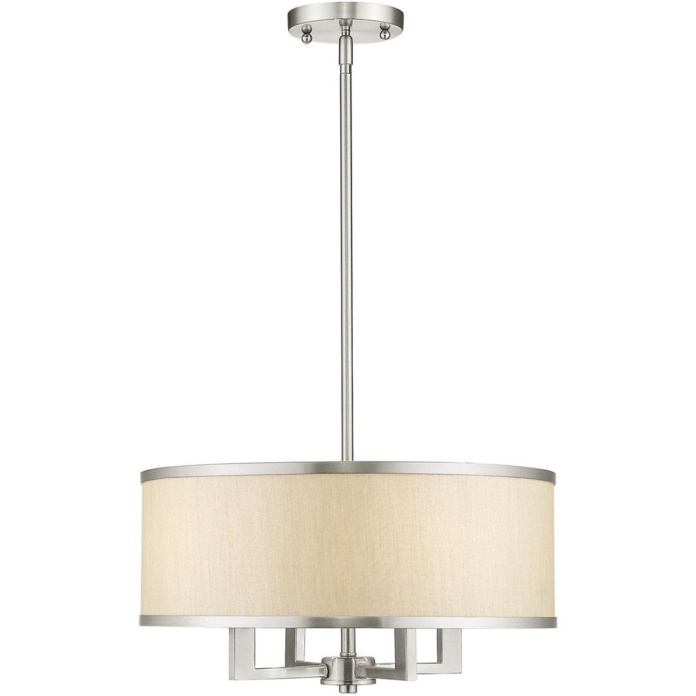 Nickel Four Light Metal Dimmable Chandelier With Shades