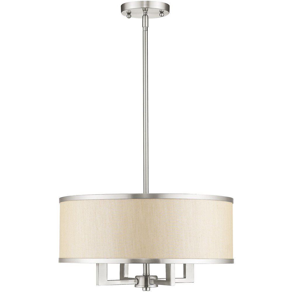 Nickel Four Light Metal Dimmable Chandelier With Shades