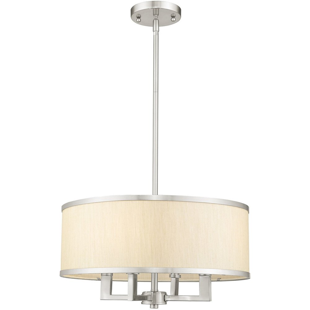 Nickel Four Light Metal Dimmable Chandelier With Shades