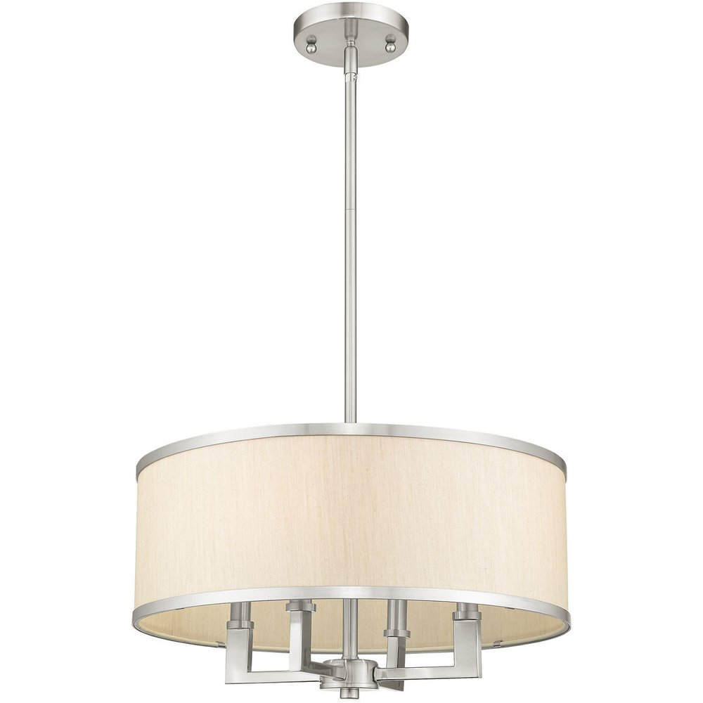 Nickel Four Light Metal Dimmable Chandelier With Shades