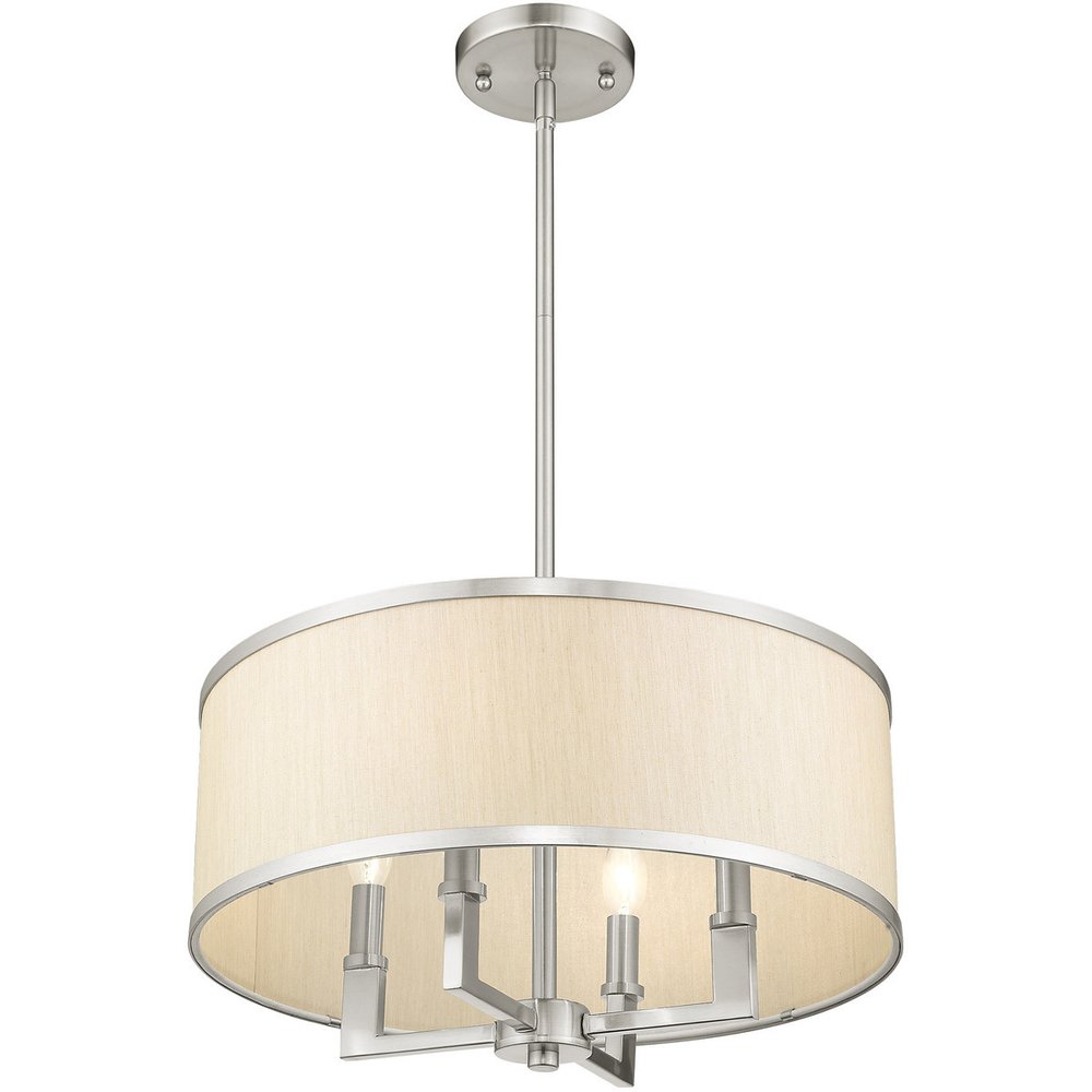 Nickel Four Light Metal Dimmable Chandelier With Shades