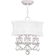 White Three Light Dimmable Chandelier With Shades