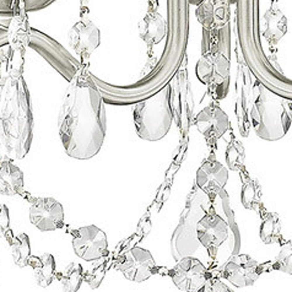 Nickel Three Light Metal Dimmable Chandelier With Shades