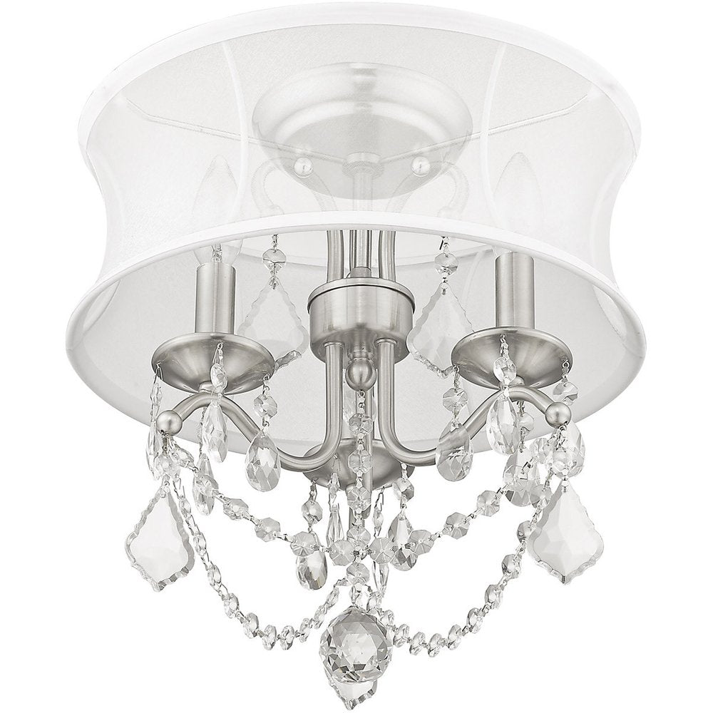 Nickel Three Light Metal Dimmable Chandelier With Shades