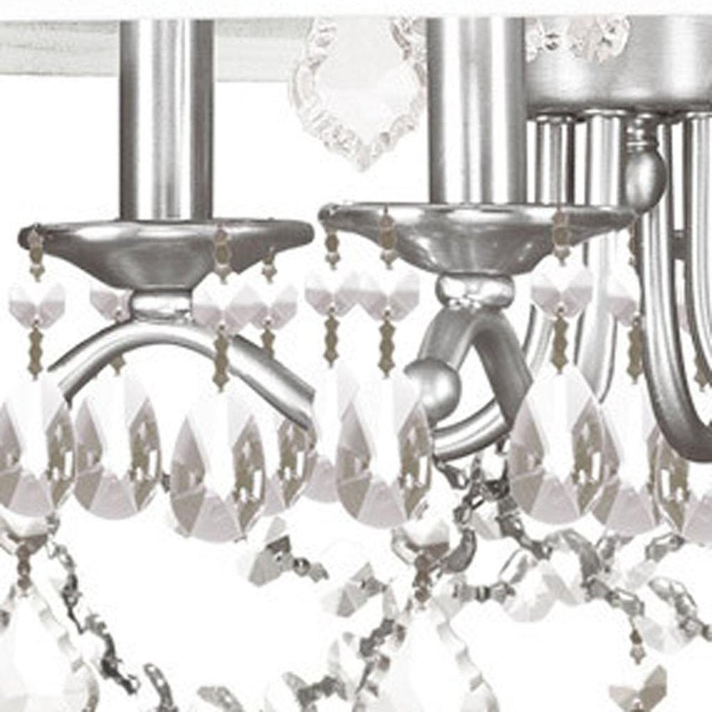 Nickel Four Light Metal Dimmable Chandelier With Shades
