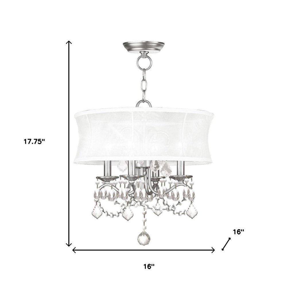 Nickel Four Light Metal Dimmable Chandelier With Shades