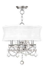 Nickel Four Light Metal Dimmable Chandelier With Shades