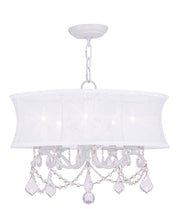 White Five Light Dimmable Chandelier With Shades