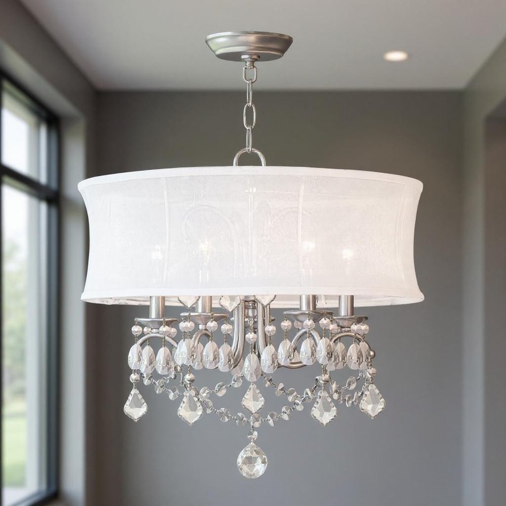 Five Light Dimmable Chandelier With Shades