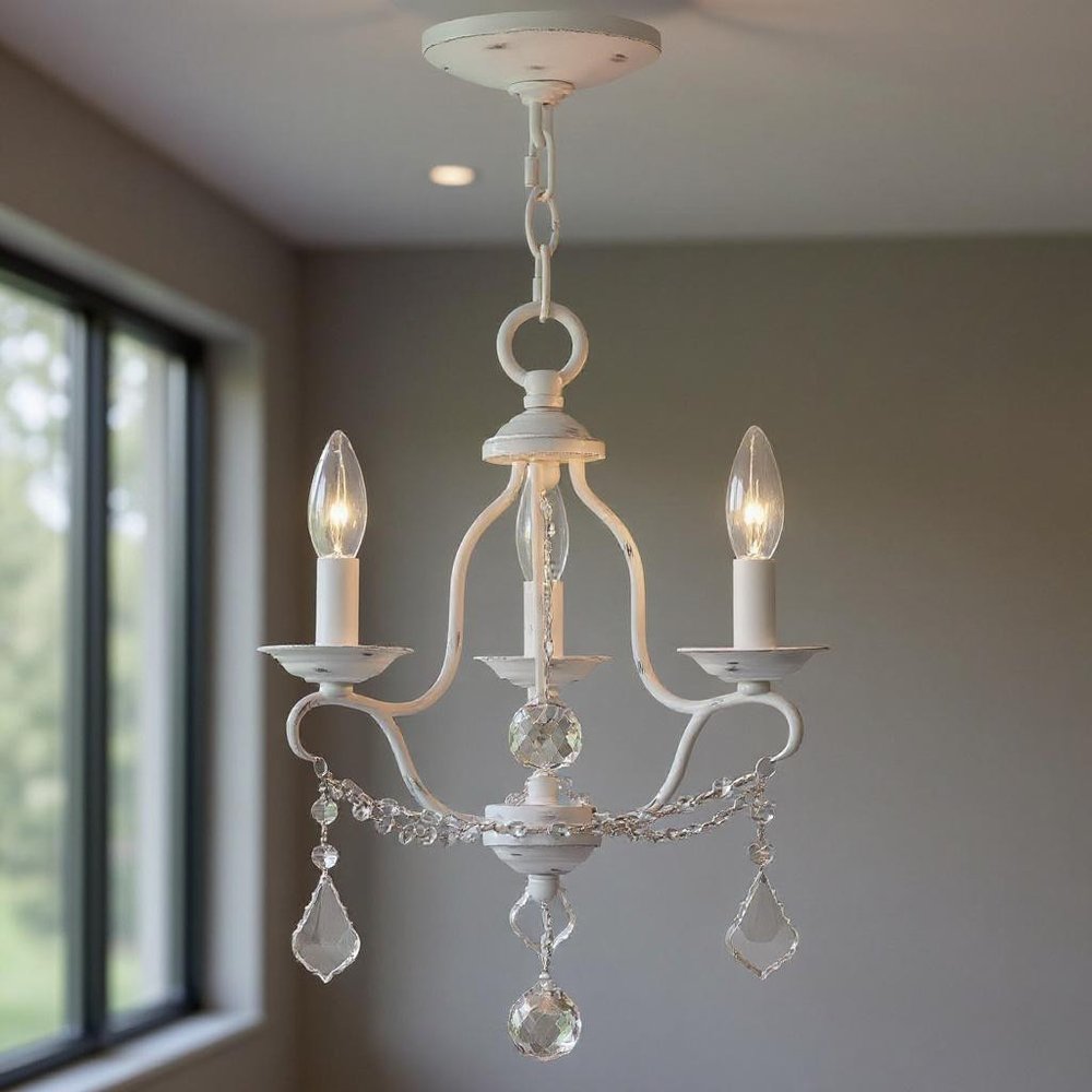 Three Light Dimmable Chandelier With Shades