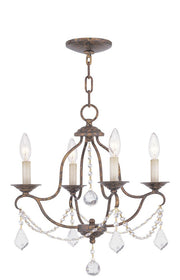 Bronze Four Light Metal Dimmable Chandelier With Shades