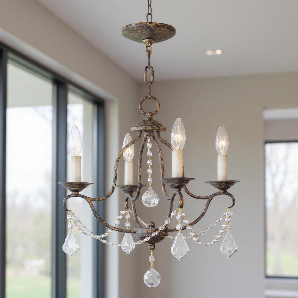 Four Light Dimmable Chandelier With Shades