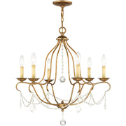 Six Light Dimmable Chandelier With Shades