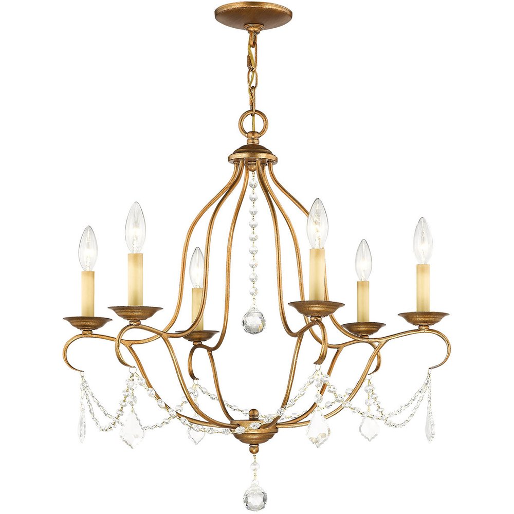 Six Light Dimmable Chandelier With Shades