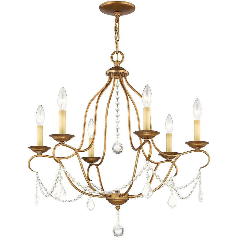 Six Light Dimmable Chandelier With Shades