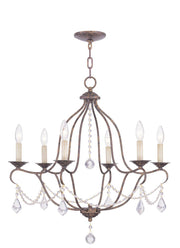 Bronze Six Light Metal Dimmable Chandelier With Shades
