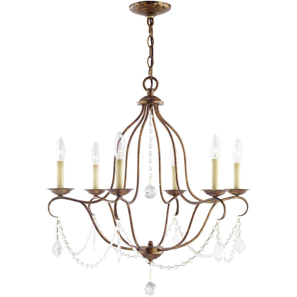 Six Light Dimmable Chandelier With Shades