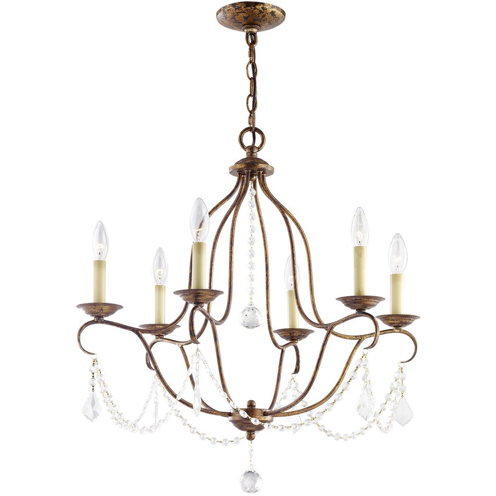 Six Light Dimmable Chandelier With Shades