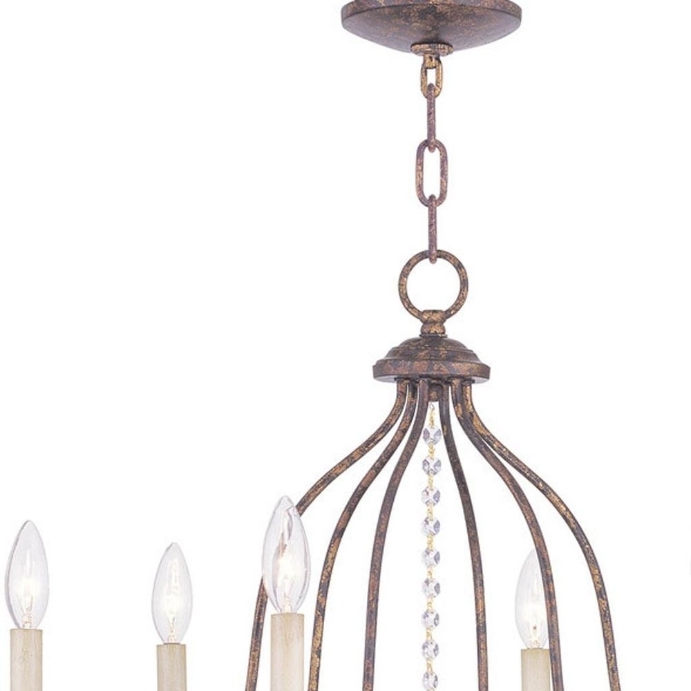 Bronze Six Light Metal Dimmable Chandelier With Shades