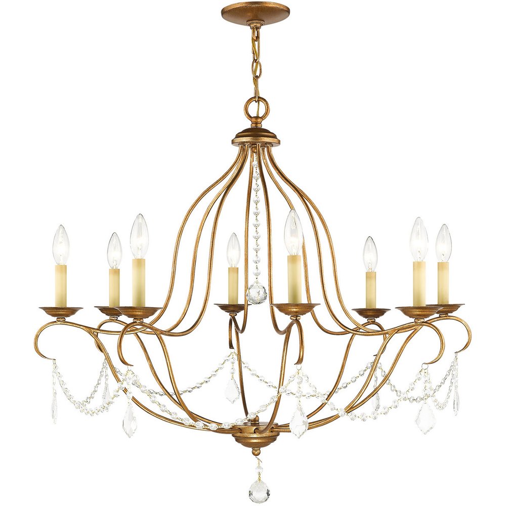 Eight Light Dimmable Chandelier With Shades