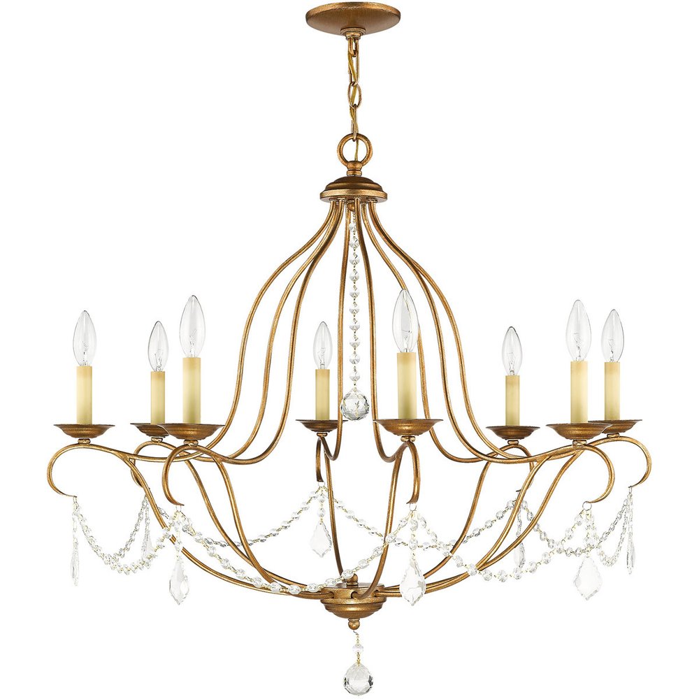 Eight Light Dimmable Chandelier With Shades