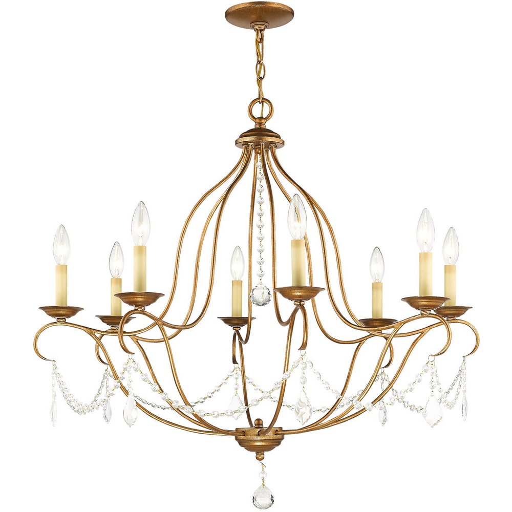 Eight Light Dimmable Chandelier With Shades