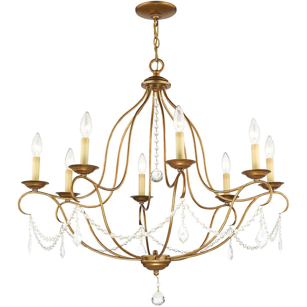 Eight Light Dimmable Chandelier With Shades