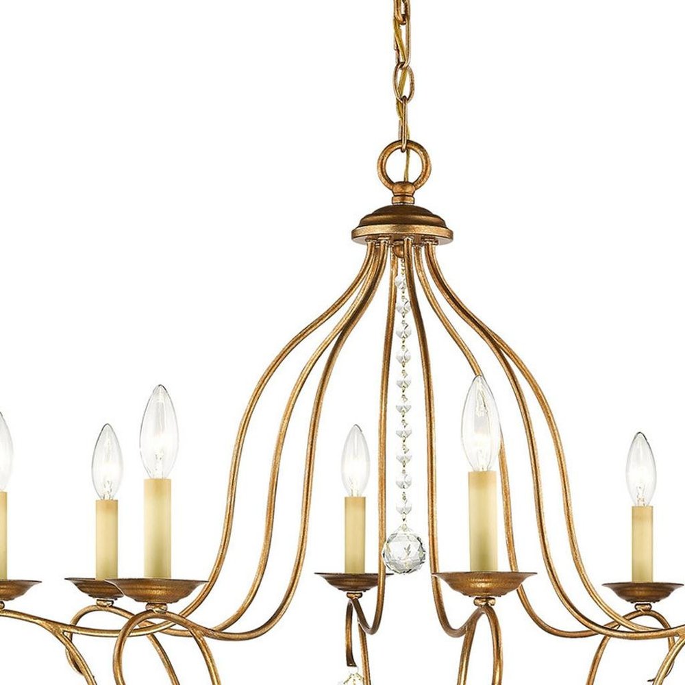 Eight Light Dimmable Chandelier With Shades