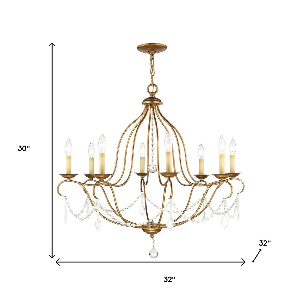 Eight Light Dimmable Chandelier With Shades