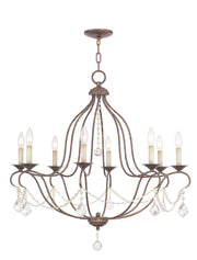 Eight Light Dimmable Chandelier With Shades