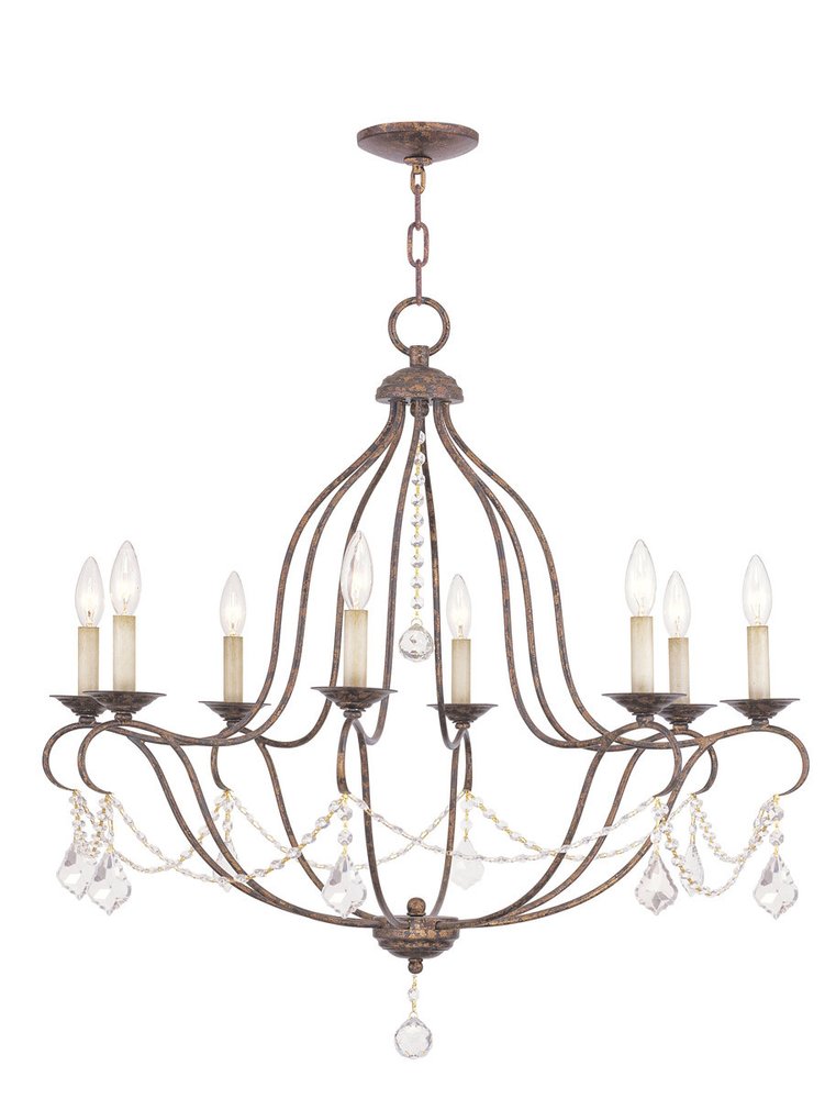 Eight Light Dimmable Chandelier With Shades