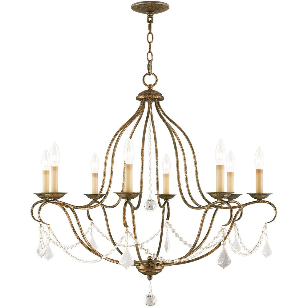 Eight Light Dimmable Chandelier With Shades