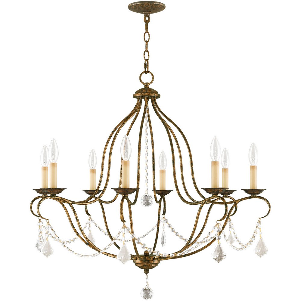 Eight Light Dimmable Chandelier With Shades