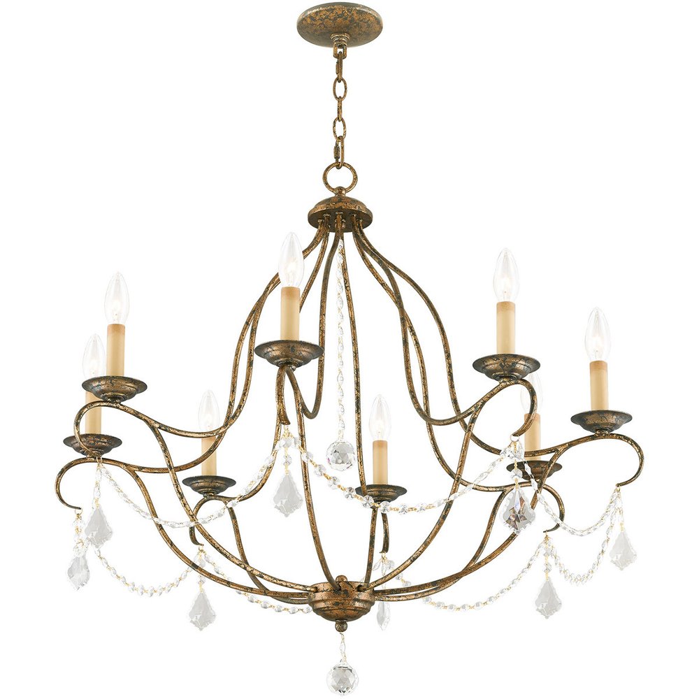Eight Light Dimmable Chandelier With Shades
