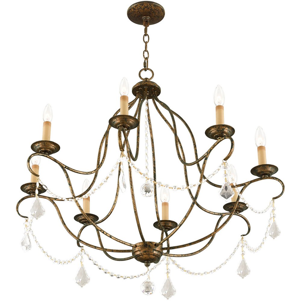 Eight Light Dimmable Chandelier With Shades