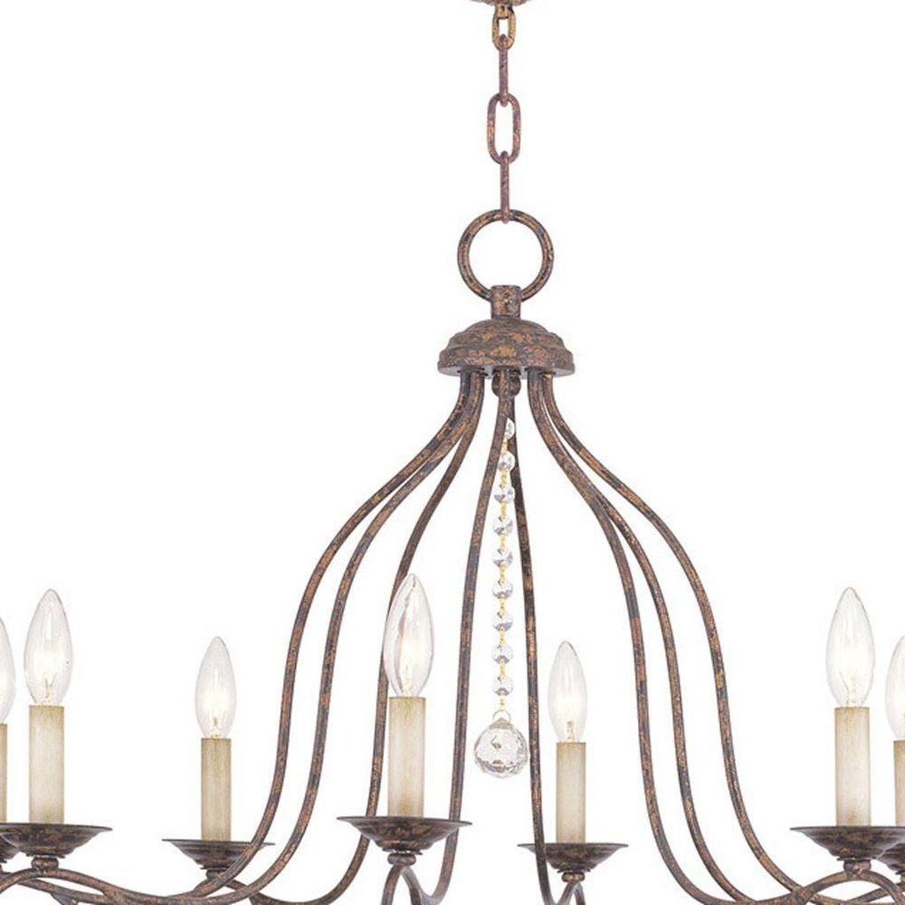Eight Light Dimmable Chandelier With Shades