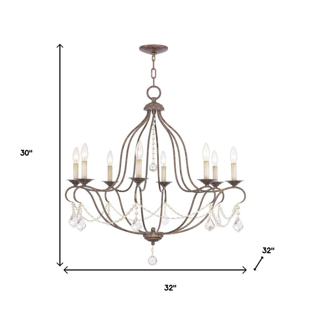 Eight Light Dimmable Chandelier With Shades
