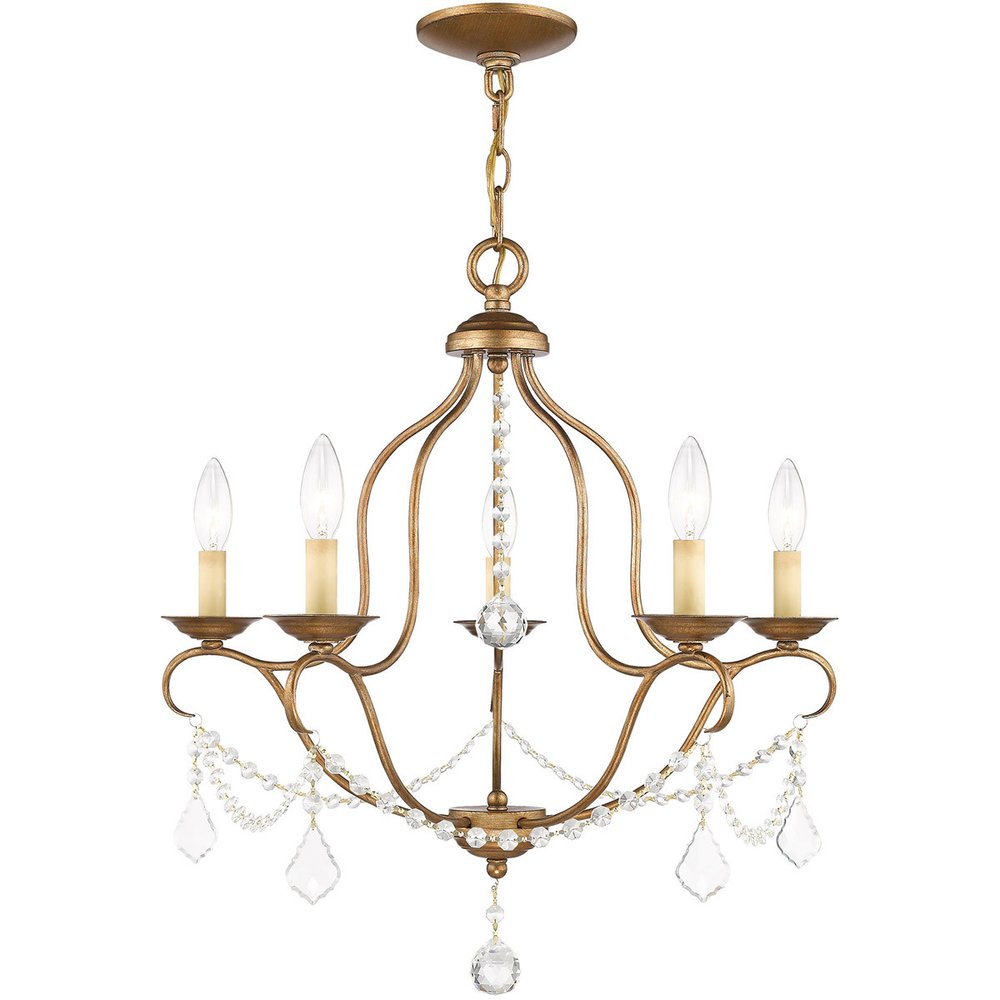 Five Light Dimmable Chandelier With Shades