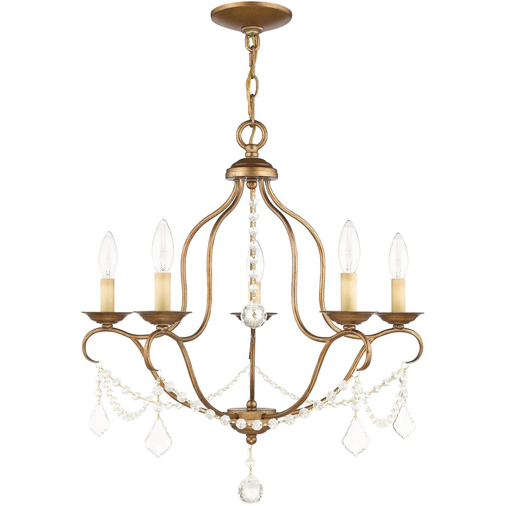 Five Light Dimmable Chandelier With Shades