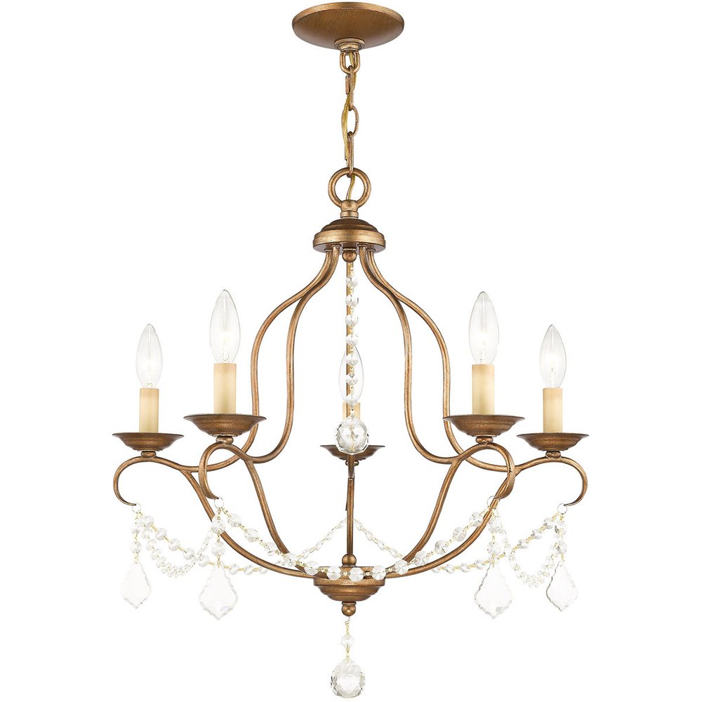 Five Light Dimmable Chandelier With Shades