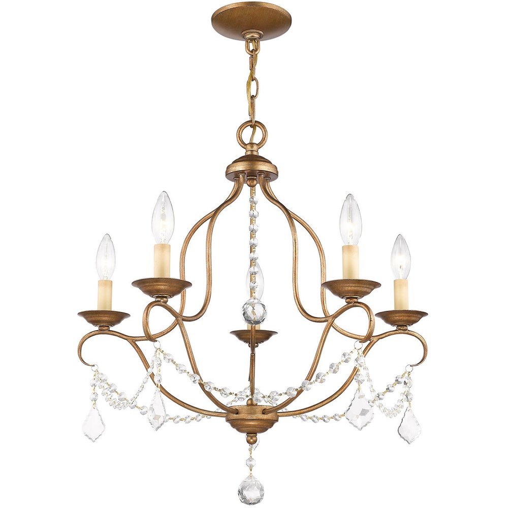 Five Light Dimmable Chandelier With Shades